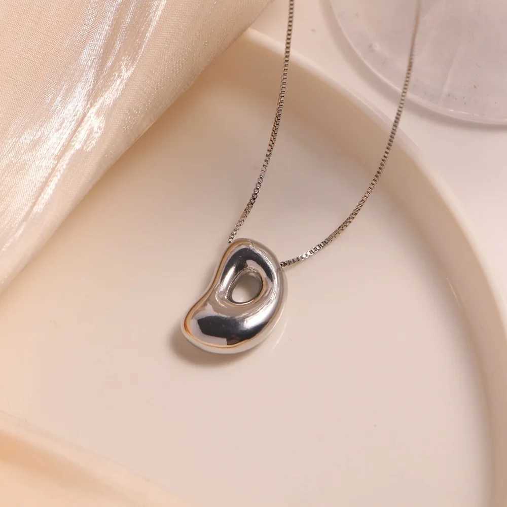 Stainless Steel Chubby Initial Alphabet Balloon Bubble Letter Box Chain Necklace Glossy PVD Waterproof Chic Jewelry Choker Gift XJ250524
