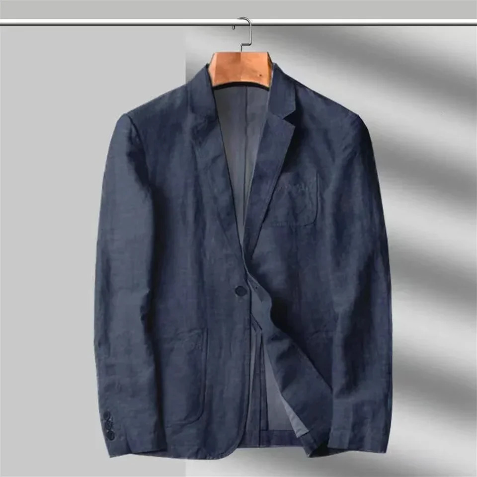 Spring/Summer Mens Linen Set Loose Ultra Thin Breathable Comfortable Business and Leisure Two Piece Set 250318