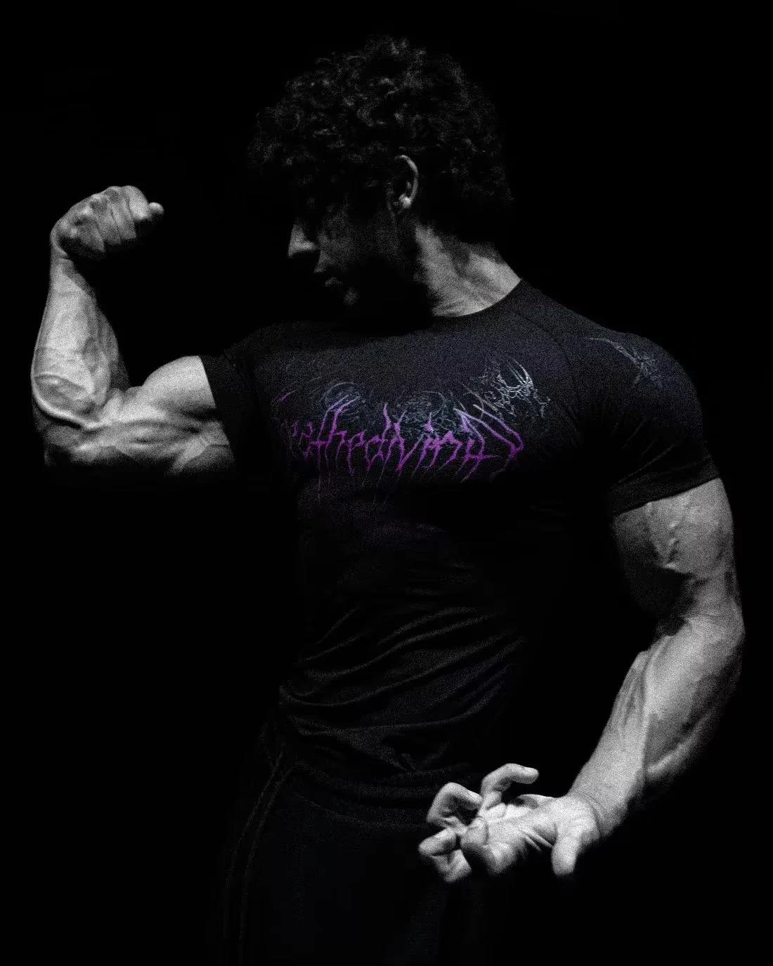 Men Breathedivinity Compression Men Shirt Short Sleeve Tops Muscle GYM Fitness Mock Neck in Black Wolves Club Y2K Men T-shirt 250321