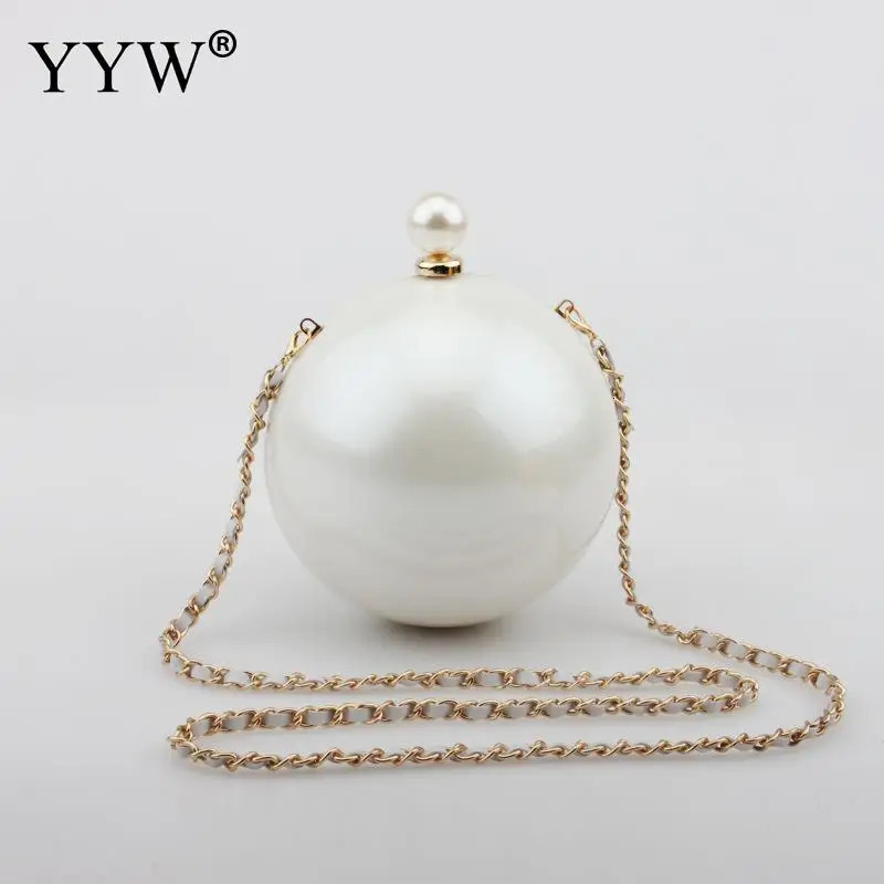 Women Round Ball Bag Evening Bag Pearl Exquisite Fashion Lacquer Beige For Ladies Party Wedding Crossbody Bag 250320