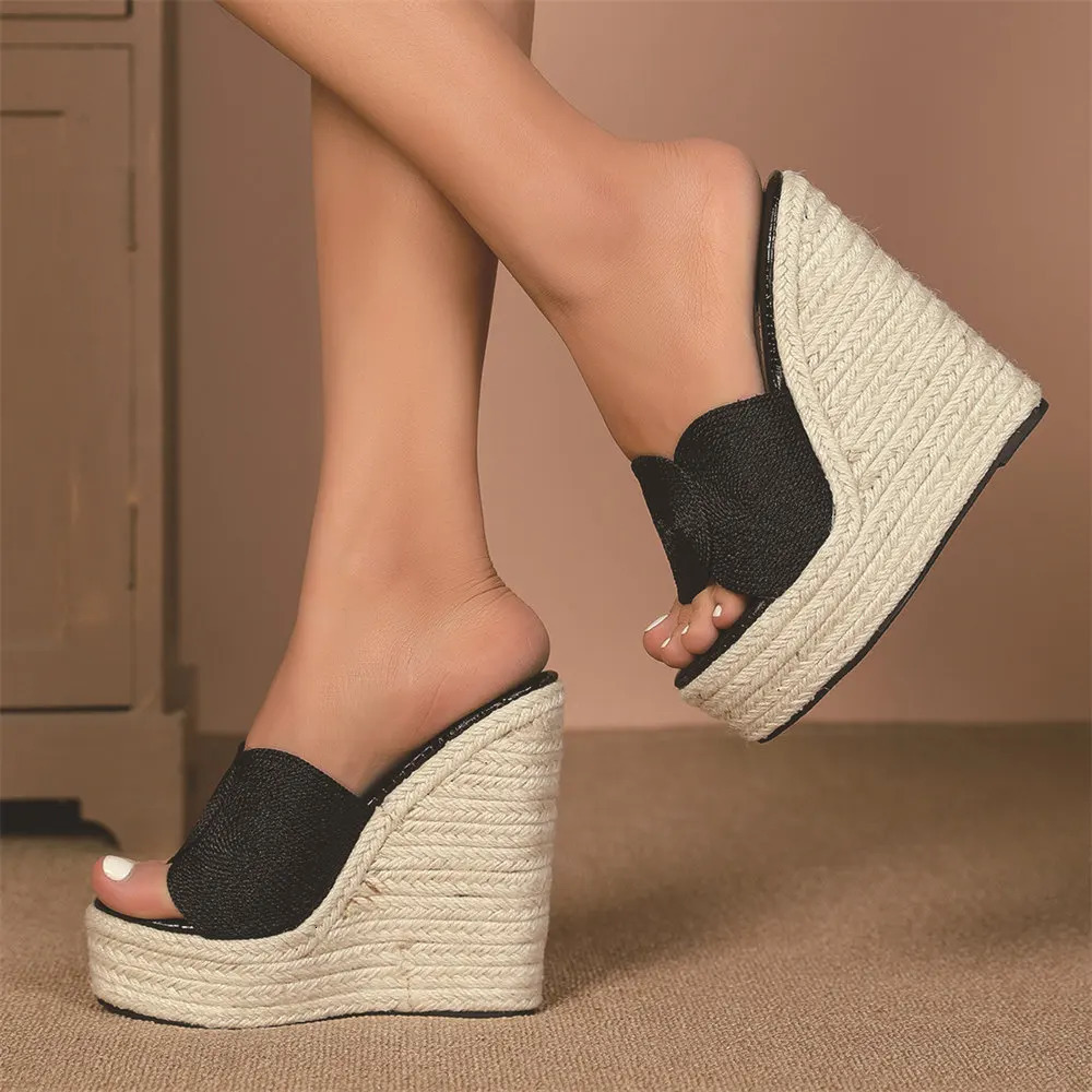 Womens Sandals Espadrille Shoes Slip On Summer Outdoor Super High Heels Slides With Platform Wedges Sandals Big size 43 250319