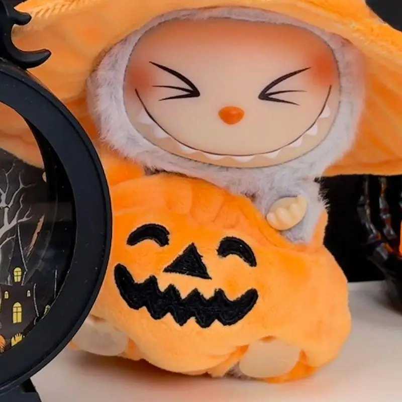 For labubu Halloween pumpkin doll costume cute black cat vinyl doll dress up clothes without dolls Z250322