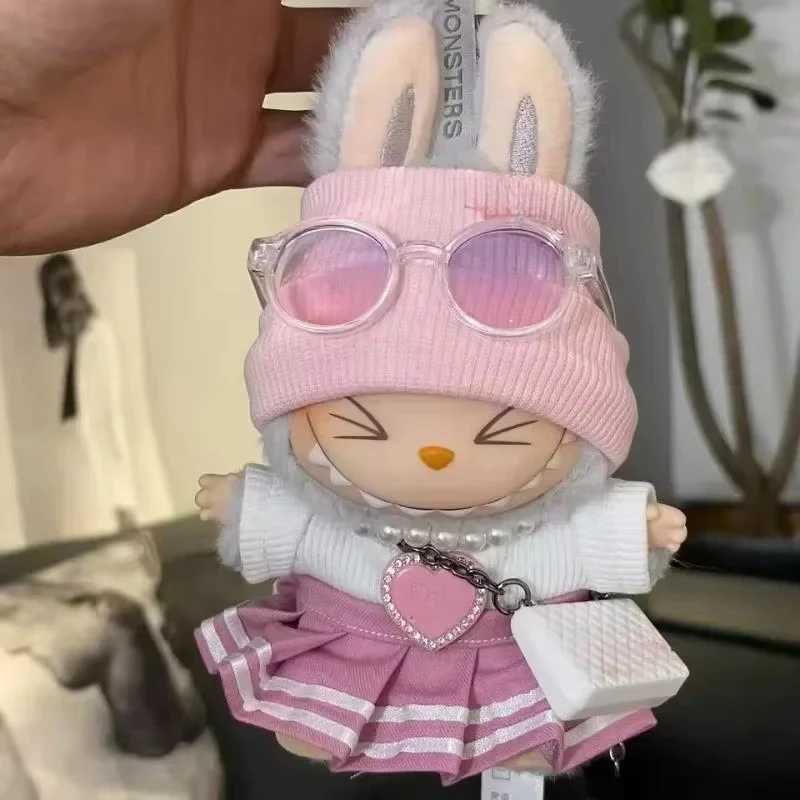 Mini Doll Clothes Outfit Accessories For 15-17cm Labubu V1 V2 V3Labubu Uniform Set Outfit Skirt and Sweater Sunglasses Clothing Z250322