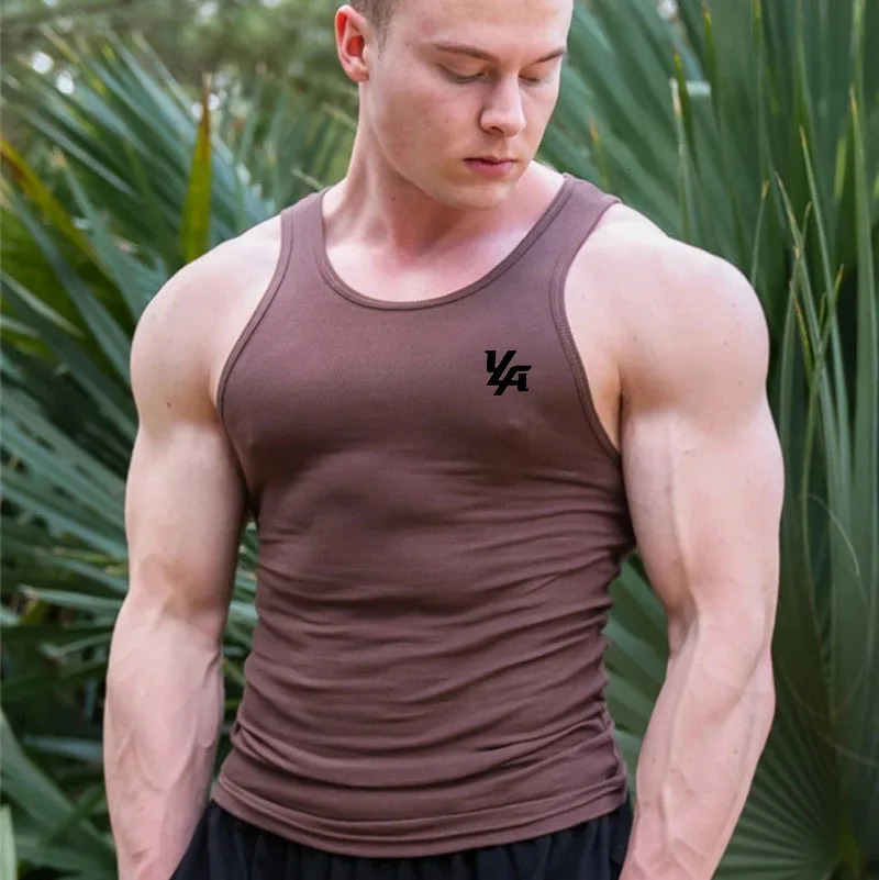 Spring Summer Knit Ice Silk Ribbed Fitness Sports Casual Slim-fit Mens Vest Mens I-line Muscle Vest Cotton Men 250322