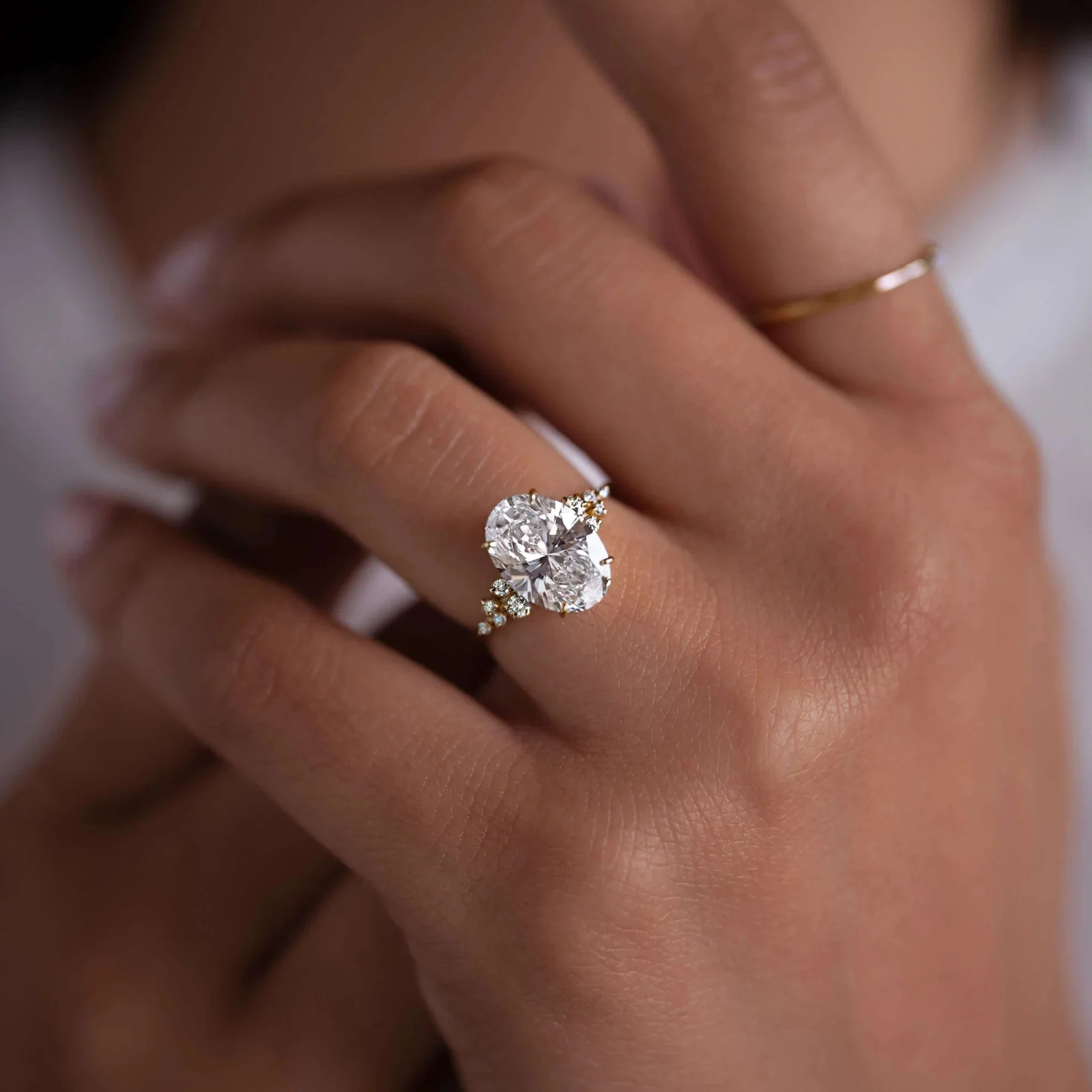 1ct 2ct 3ct gold-plated oval cut 925 sterling silver ring womens zircon cluster engagement ring 250311