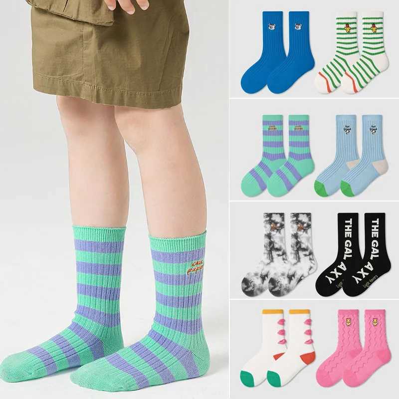 Childrens socks boys embroidered cotton socks spring and summer cartoon pattern socks childrens calf socks X2503221