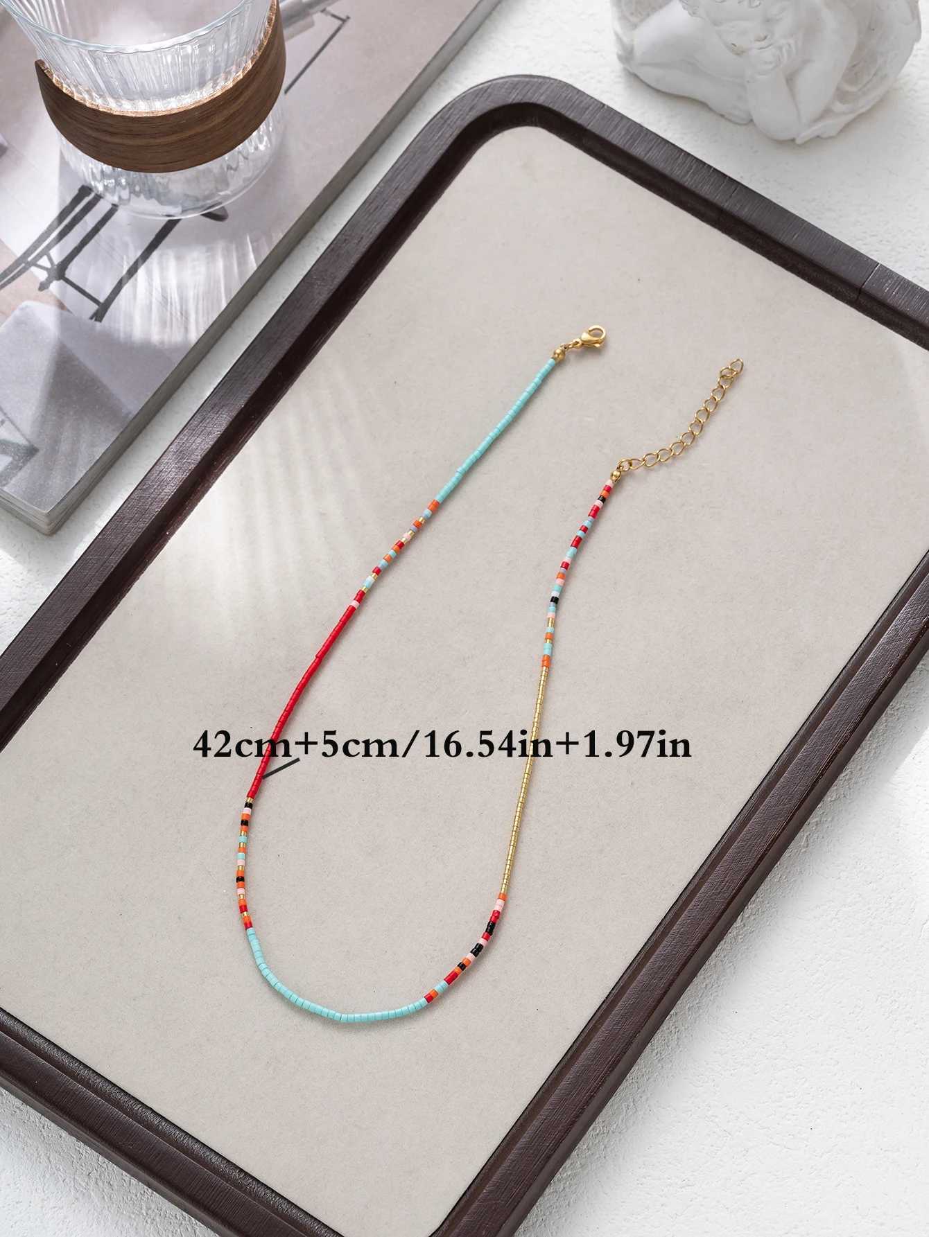 Bohemian fashion womens colorful handmade R bead necklace party jewelryXJ250322