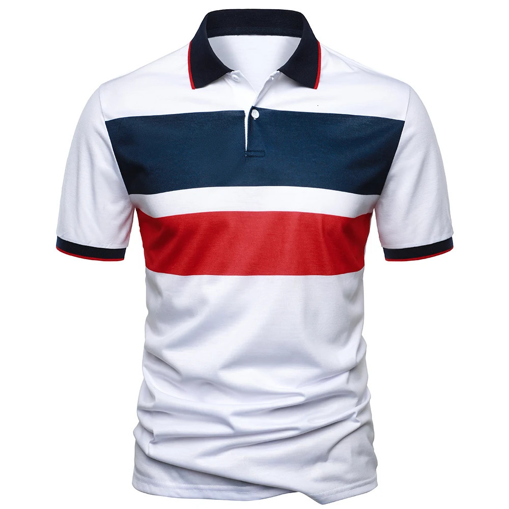 Mens polo shirt striped matching short sleeved mens business casual style mens summer top mens polo shirt 250321