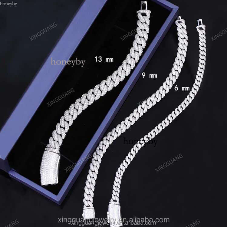 2025 Factory wholesale Designer High quality 20mm 2rows vvs Moissanite men's iced out hip hop jewelry moissanite cuban chain necklace