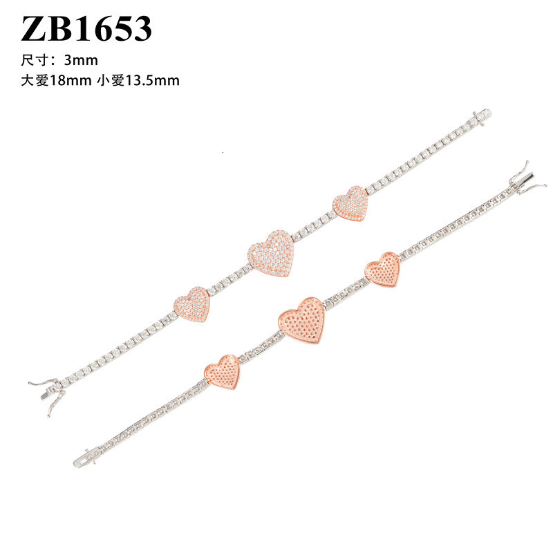 New fashion item 925 silver moissanite size heart-shaped unisex tennis chain bracelet necklace