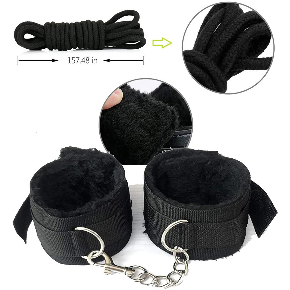 BDSM Sex Kits Adults Sex Toys For Women Men Handcuffs Nipple Clamps Whip Spanking Sex Metal Anal Plug Vibrator Butt Bdsm Bondage 250322