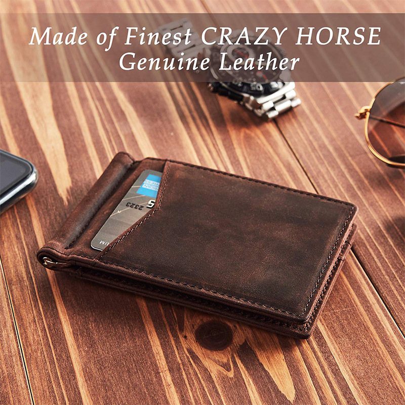 Classic Brush Finish Retro Leather Wallet for Men RFID Protected and Thin Profile