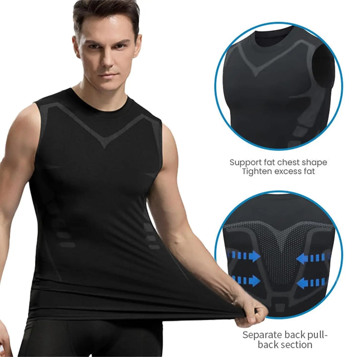 Ionic Shaping Vest For Men Ice-Silk Slimming Vest Body Shaper Compression Shirts Tank Top Tummy Control Sleeveles Fitness Shirts 250409