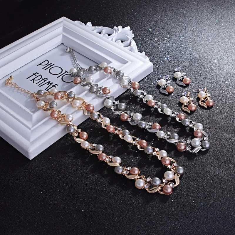 Elegant pearl 2 earrings necklace jewelry set Pearl pearl necklace wholesaleXJ250322