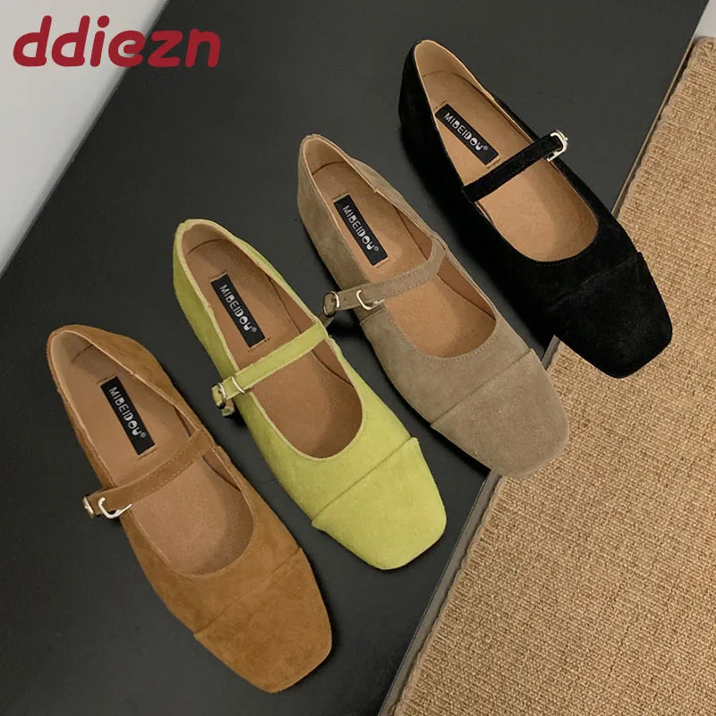 Fashion Buckle Strap Ladies Flats Mary Janes Shoes Casual Female Footwear Shallow Women Flats Shoes Spring Summer 250322
