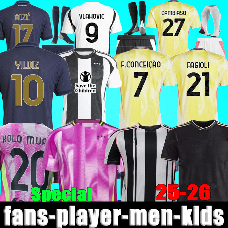24 25 26 YILDIZ F. CONCEICAO soccer jerseys VLAHOVIC McKENNIE football shirt Juven Special 2024 2025 men Kids kits DOUGLAS LUIZ CAMBIASO MBANGULA KOLO MUANI fan Player