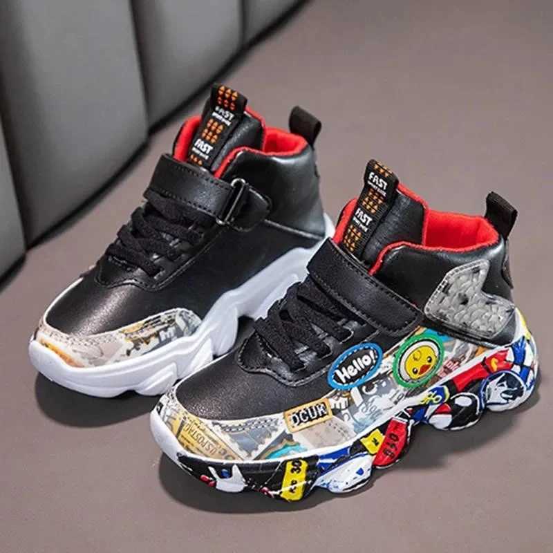Size 26-36 childrens sports shoes childrens cartoon graffiti pattern casual shoes boys basketball shoes sports shoes X2503221