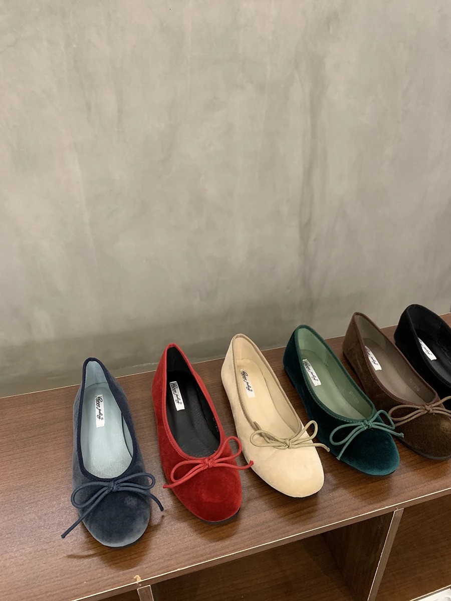 Red Women Flat Shoes Fashion Shallow Slip On Ladies Elegant Ballerinas Shoes Soft Flat Heel Outdoor Casual Mary Jane 250322