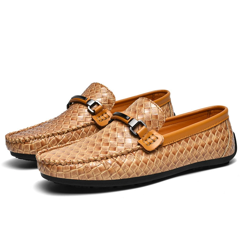 Men's High-quality Leather Loafers Men's Casual Shoes Designer Leather Slip Flat Shoes Anti Slip Leather Suede Sandals New 2025 Slip Vacatio