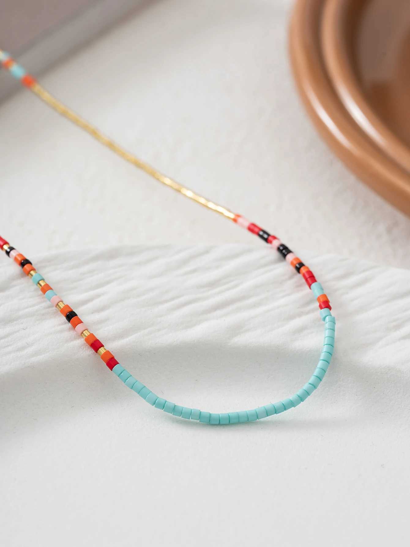Bohemian fashion womens colorful handmade R bead necklace party jewelryXJ250322