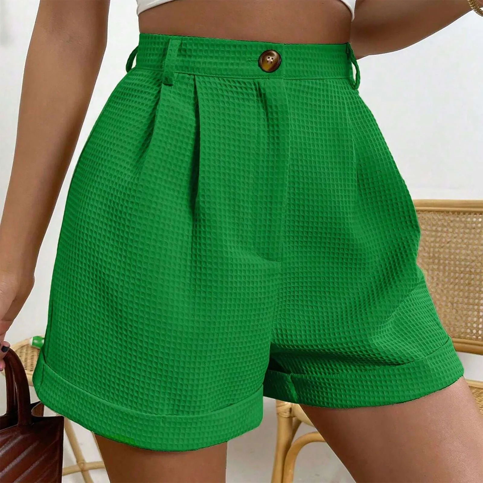Office Lady Solid Shorts For Women Summer Y2k Loose Short Trousers Elegant Korean Fashion High Waisted Short Solid Simple Pants 250322