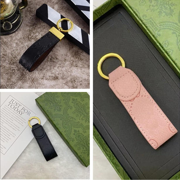Classical Designer Keychains metal Leather Car Keyring charm Fashion Bag Keychains High-Quality Gold and Black Metal Alloy Letter Lanyards Available in 5 colors