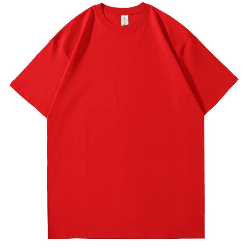 Cotton small shoulder short sleeved printed round neck advertising T-shirt embroidered cultural shirt