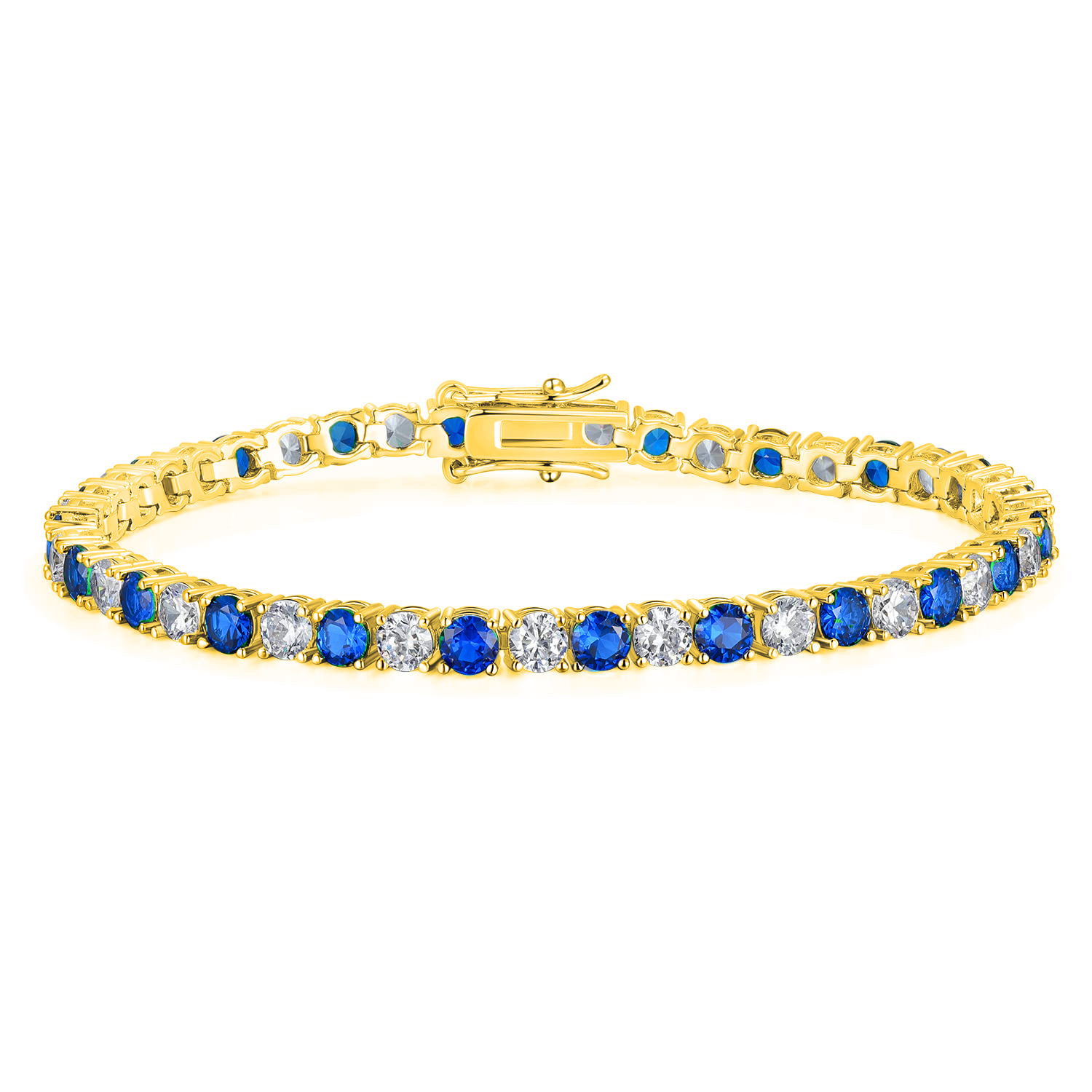 KNOBSPIN Blue Moissanite Tennis Bracelets for Women Man 3mm 4mm Lab Grow Dia with Certificate Sier Plated Bracelet