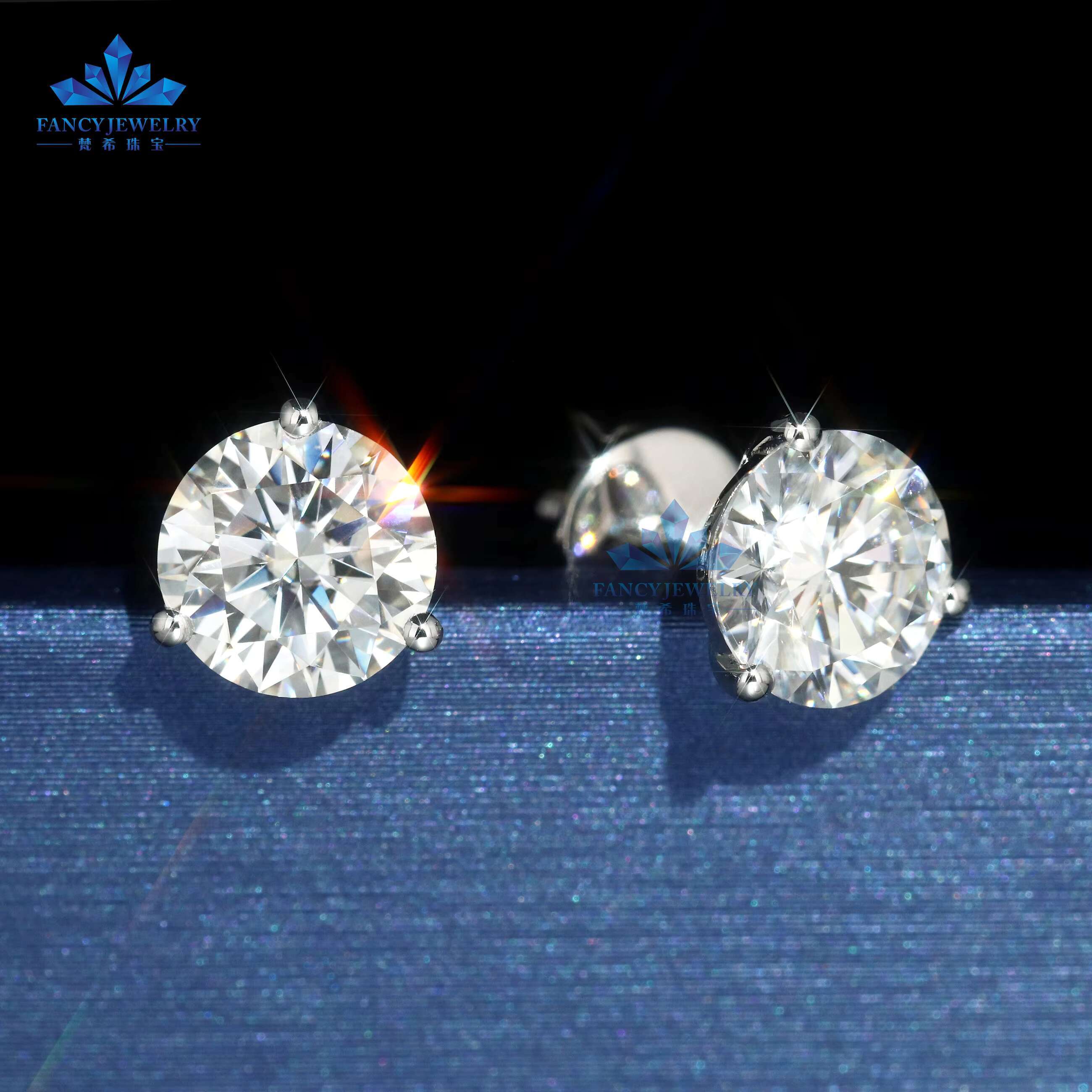 Elegant Women 3 Claws Stud Earring D VS1 LAB White Solid Gold IGI Cultivated Dia Earrings Screw for Valentine
