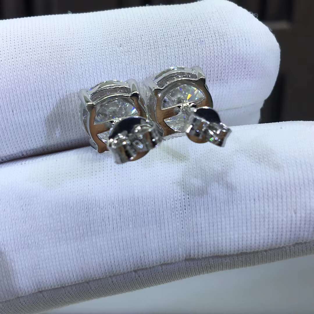 Sier Prong Eent Cut Total 4 Ct D Color Pass Dia Test Sparkg Big Moissanite Stud Earrings Women Jewelry Gift