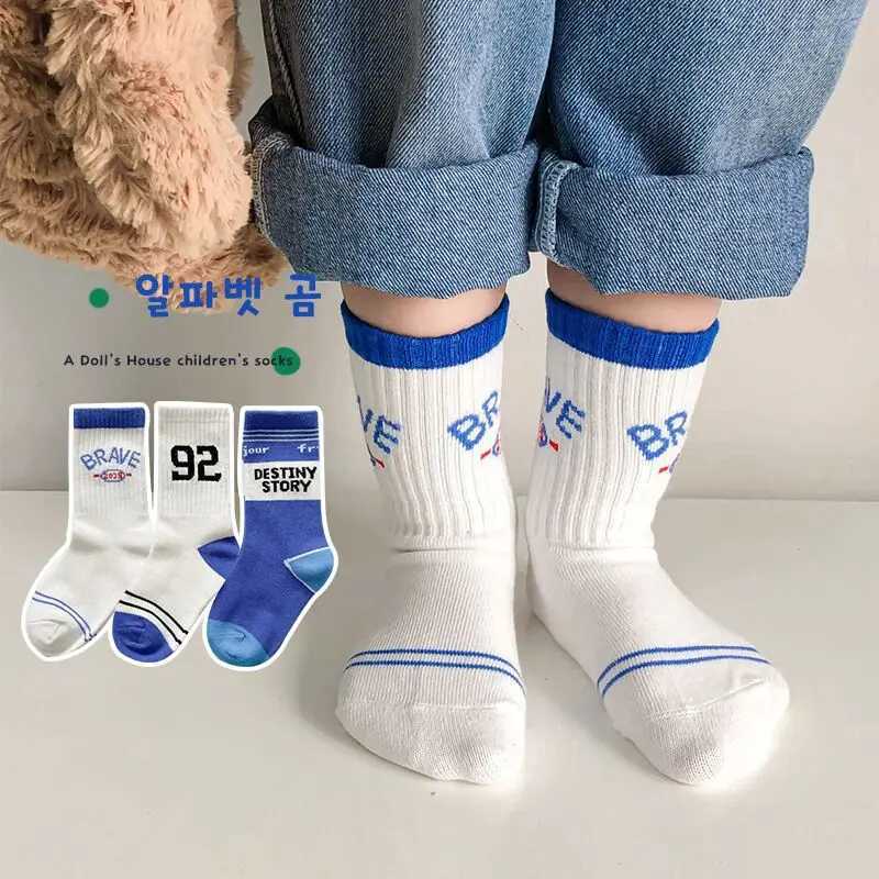 3 Pairs Childrens Sock Boys Girls Fashion Letters Numbers Sport Socks Cotton Socks Children 1-12T X2503221