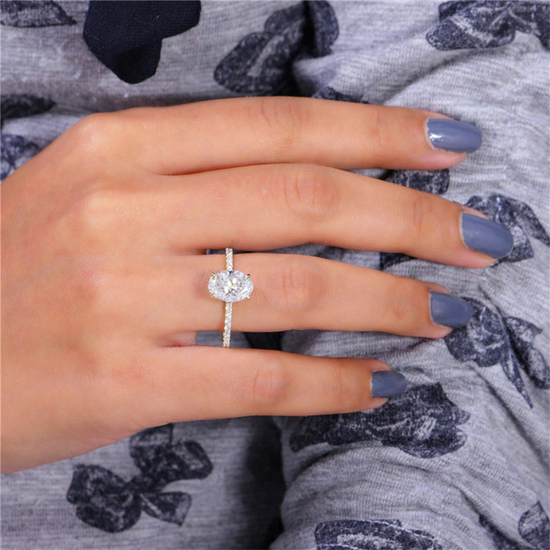 Jewelry 1.5 Carat Oval Cut Lab Diamond Engagement Half Band Hiden Halo Ring Real 14K Solid Gold Womens Wedding HPHT Diamond Ring
