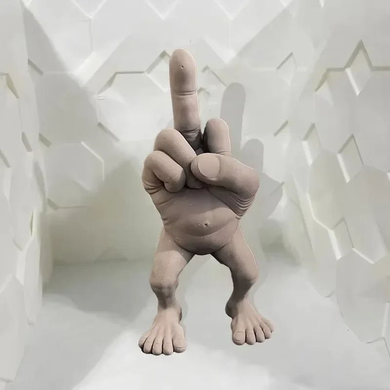 Middle Finger Desktop Decorations 3d Printed Figure with Legs Funny Hand Gesture Resin Creative Ornament Sculpture 250318