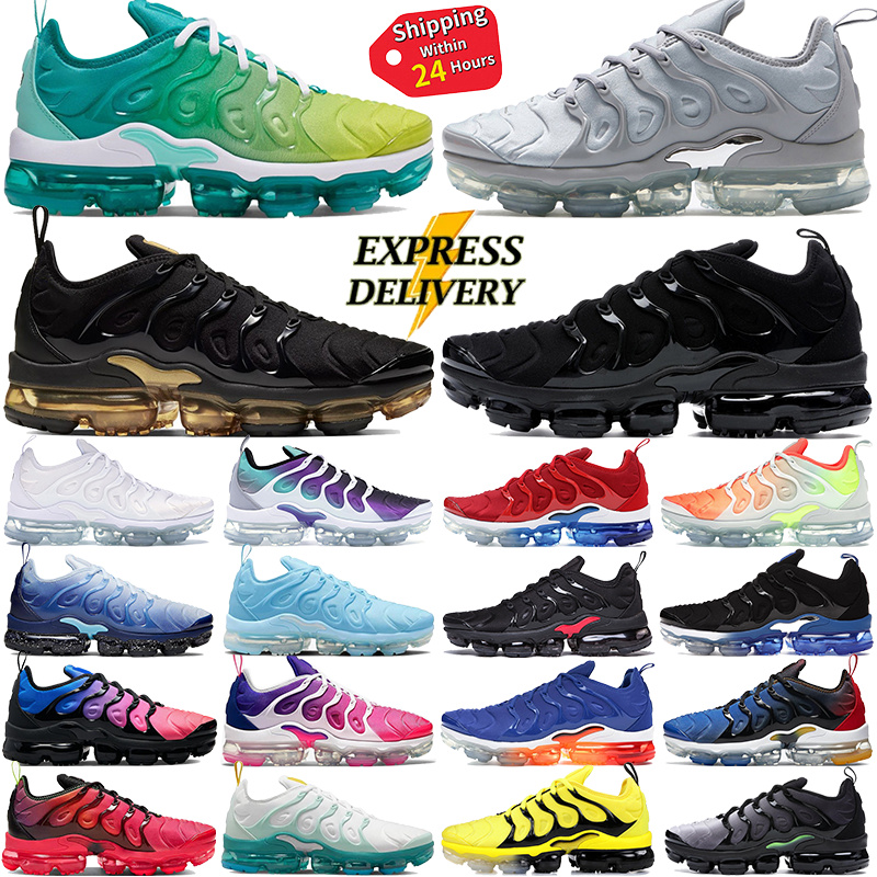 DHgate TN Plus Running Shoes For Men Women Designer Tnss Platform Sneakers Triple Black Cool Grey Lemon Lime University Blue Outdoor Sports Mens Trainers Size 36-47