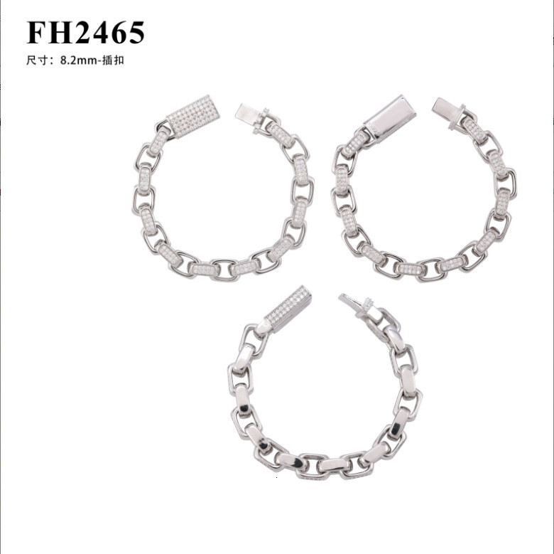 New hip-hop S925 silver moissanite bracelet 8mm 8-shaped Cuban chain second over test diamond pen