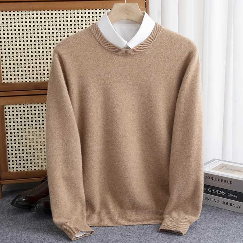 Home>Products>Mens O-neck long sleeved floral spring and autumn new Merino wool sweater solid soft knitted casual top W250322