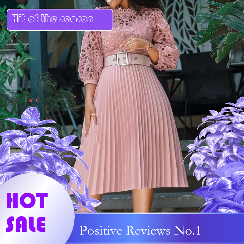 Dongdumaoyi Zomer Plus Size Kanten Gehaakte Sexy Pure Geplooide Jurk C