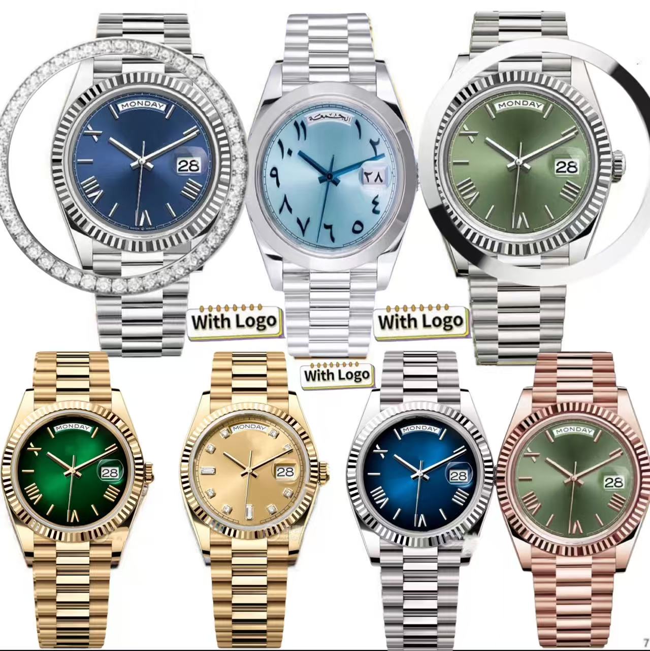 Luxury watches men 41mm arabic day-date automatic watch with diamond mossanite bezel Rome dial design waterproof mechanical wristwatches Orologio di Lusso