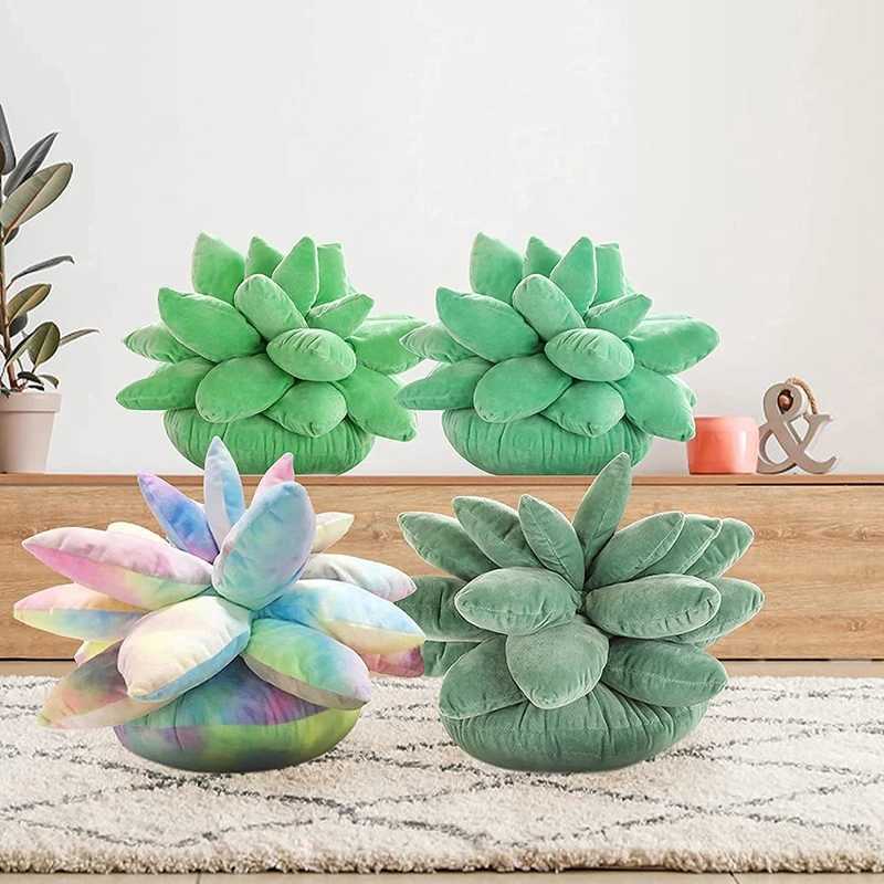 Inyahome 3D Juicy Throwing Pillow Cactus Plush Plant Shaped Mat Used for Living Room Decoration Innovative Decorative Plant DecorationXJ250321