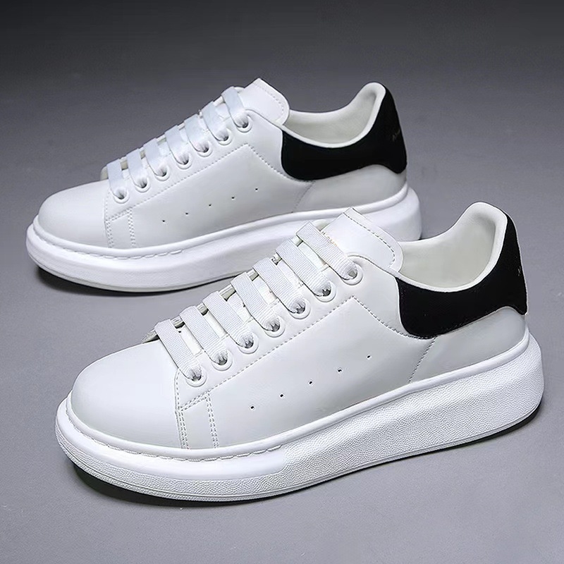 White shoes for men and women, made of PU leather same style high version all-match shoes New style in 2025 thick-soled height-increasing sneakers laz