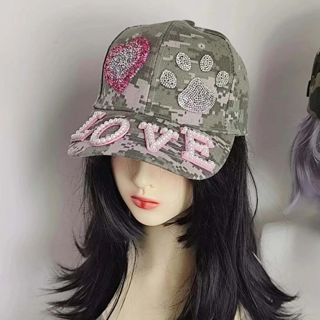 Womens Y2K accessory hat womens retro hat Y2K baseball hat funny camouflage hat 250320
