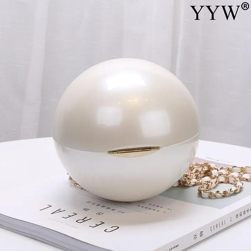 Women Round Ball Bag Evening Bag Pearl Exquisite Fashion Lacquer Beige For Ladies Party Wedding Crossbody Bag 250320