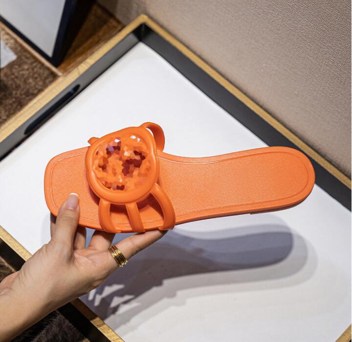 Designer Sandals Women Interlocking G Slides Rubber Slipper Ladies Flat Beach Jelly Script Orange Summer Fall Mules Luxury Pool Shoes Outdoor Waterproof G637