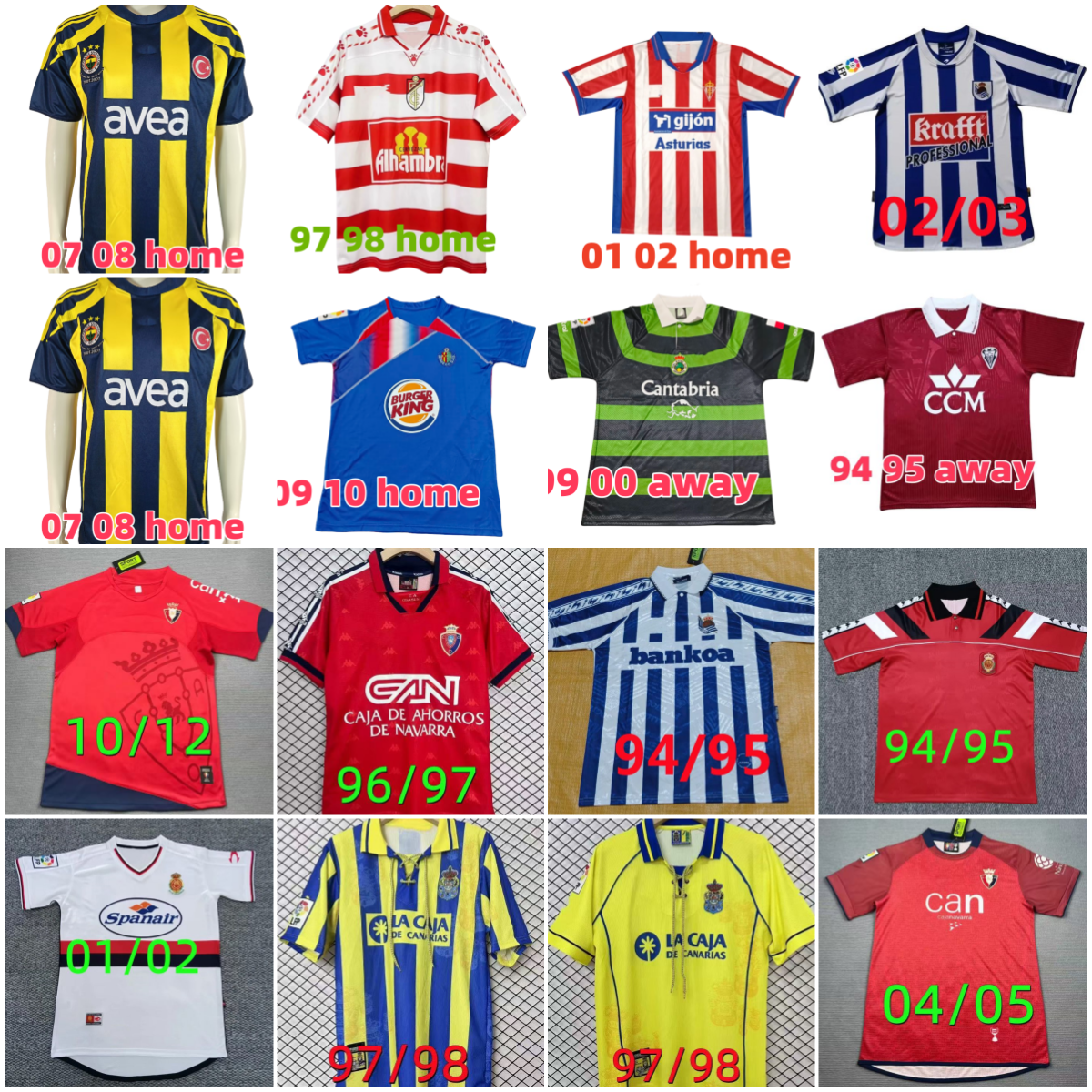 Retro Soccer Jersey Sporting Gijon Mallorca Real Sociedad Retro Jersey Fenerbahce classics Jersey Albacete Real Valladolid Football Shirt Tenerife