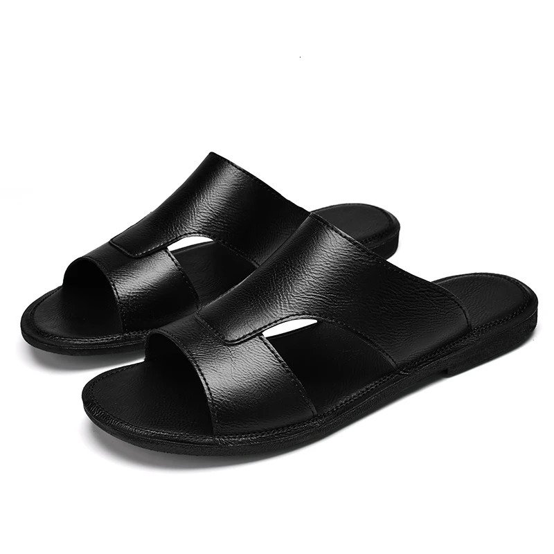 Trend Fashion Summer Mens Sandals Genuine Leather Male Casual Shoe Outdoor Man Open-toe Beach Shoes Leisure Walk Roman Flats 250321