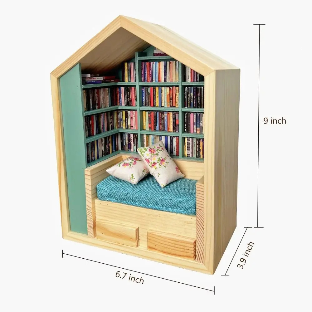 Anxiety Bookroom Creative Resistant Bookshelf Mini Book Matchbox Wooden Sensory Study Decoration 250318