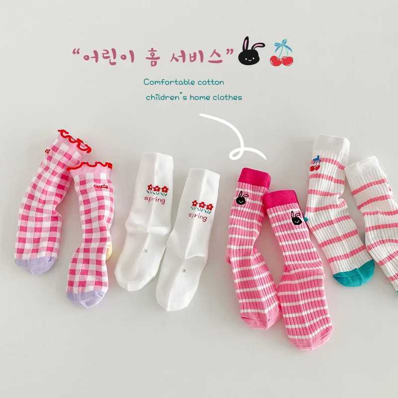 Childrens socks 3-12T girls fancy lace calf socks spring autumn cotton socks baby boys sports socks X2503221