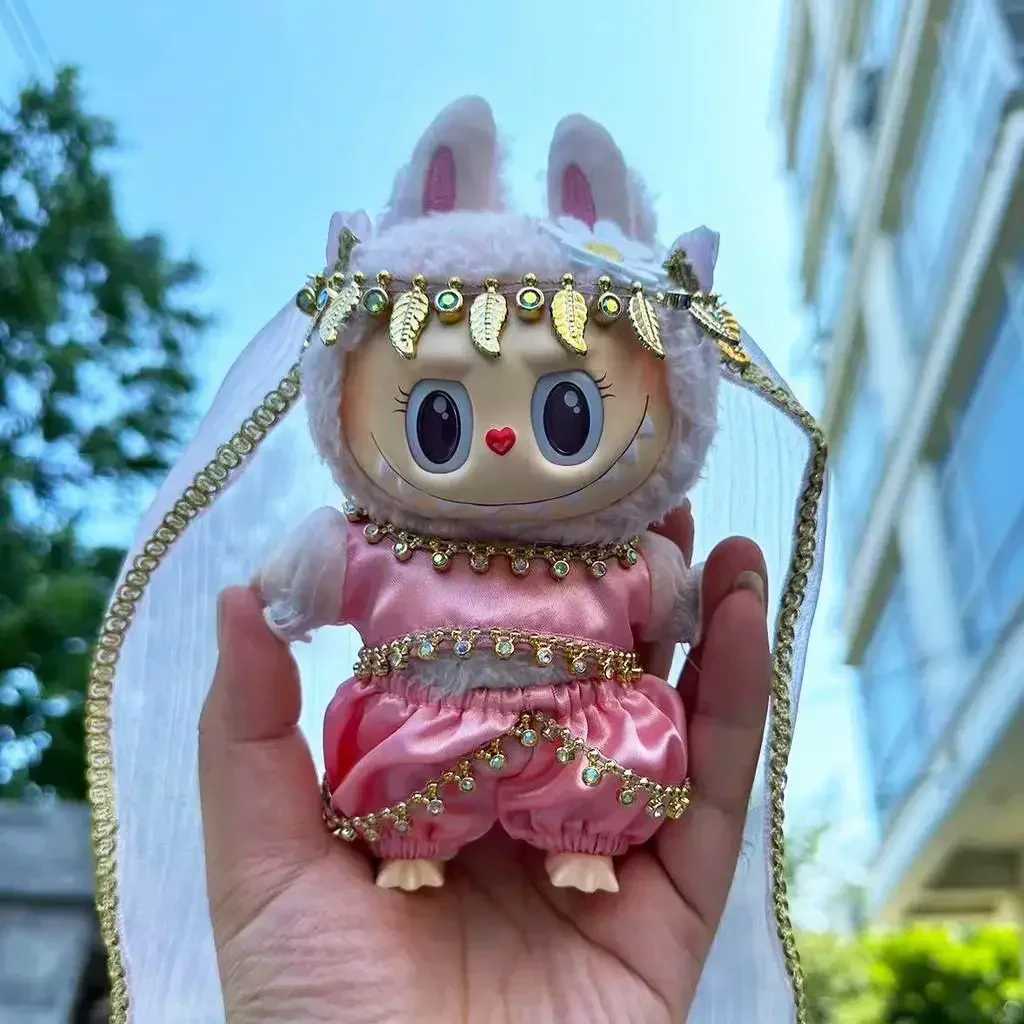 17cm Mini Plush DollS Clothes Outfit Accessories For Korea Kpop Exo Labubu Idol Flower shirt leather jacket skirt Clothing Gift Z250322