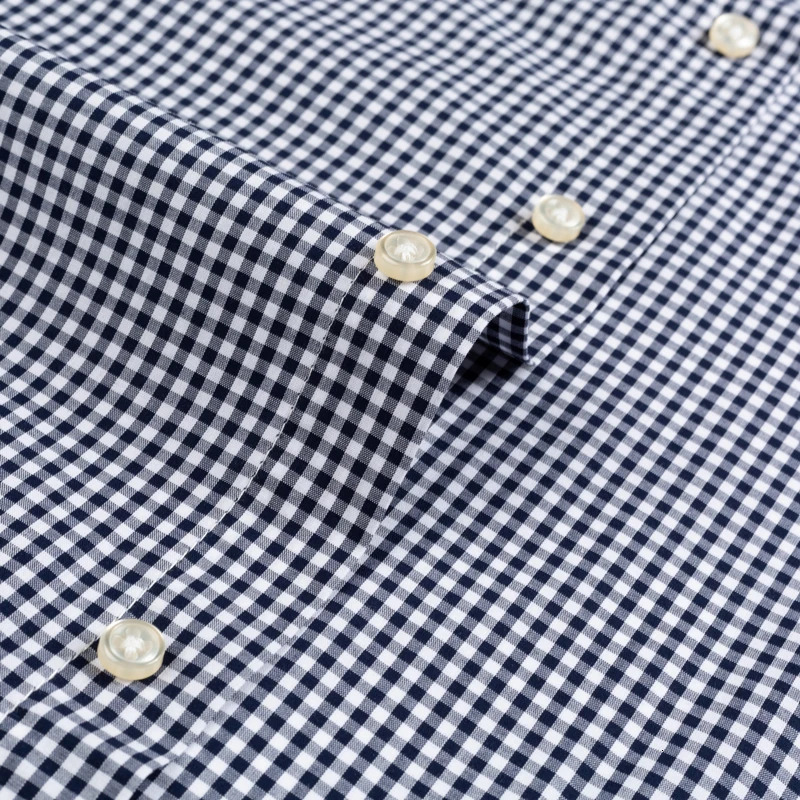 Mens standard fit long sleeved casual checkered shirt with single patch pocket and button down collar comfortable 100% cotton Gingham shirt 250321