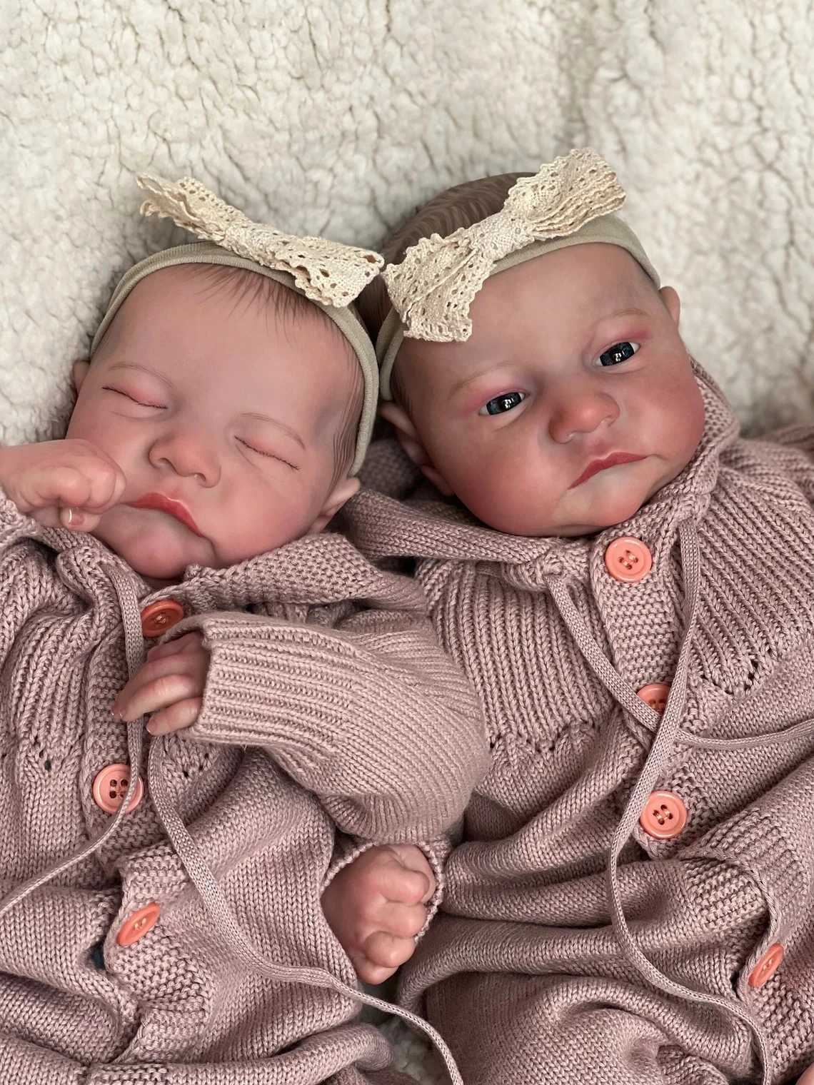 The 19 inch all silicone body has been painted as a regenerated baby doll twin Levi ake Sleeping baby doll 3D skin with visible veinsXJ250322